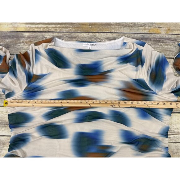 Everyday Jones Mesh Sleeve Cowl Neck Ruched Top Plus Size 3X Long Sleeve NEW - Picture 5 of 11